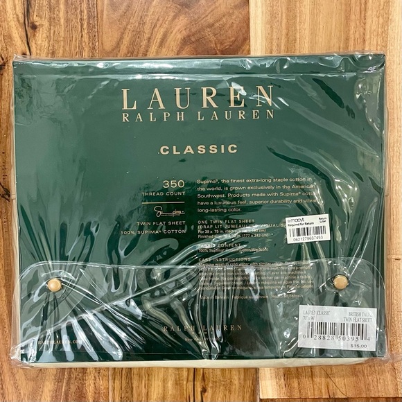 Ralph Lauren Twin Flat Sheet Classic British Taupe SUPIMA 350 Thread Count NEW. - Picture 2 of 6